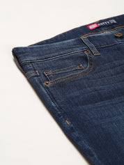 Kotty Women Navy Blue Light Fade Clean Look Flared Jeans