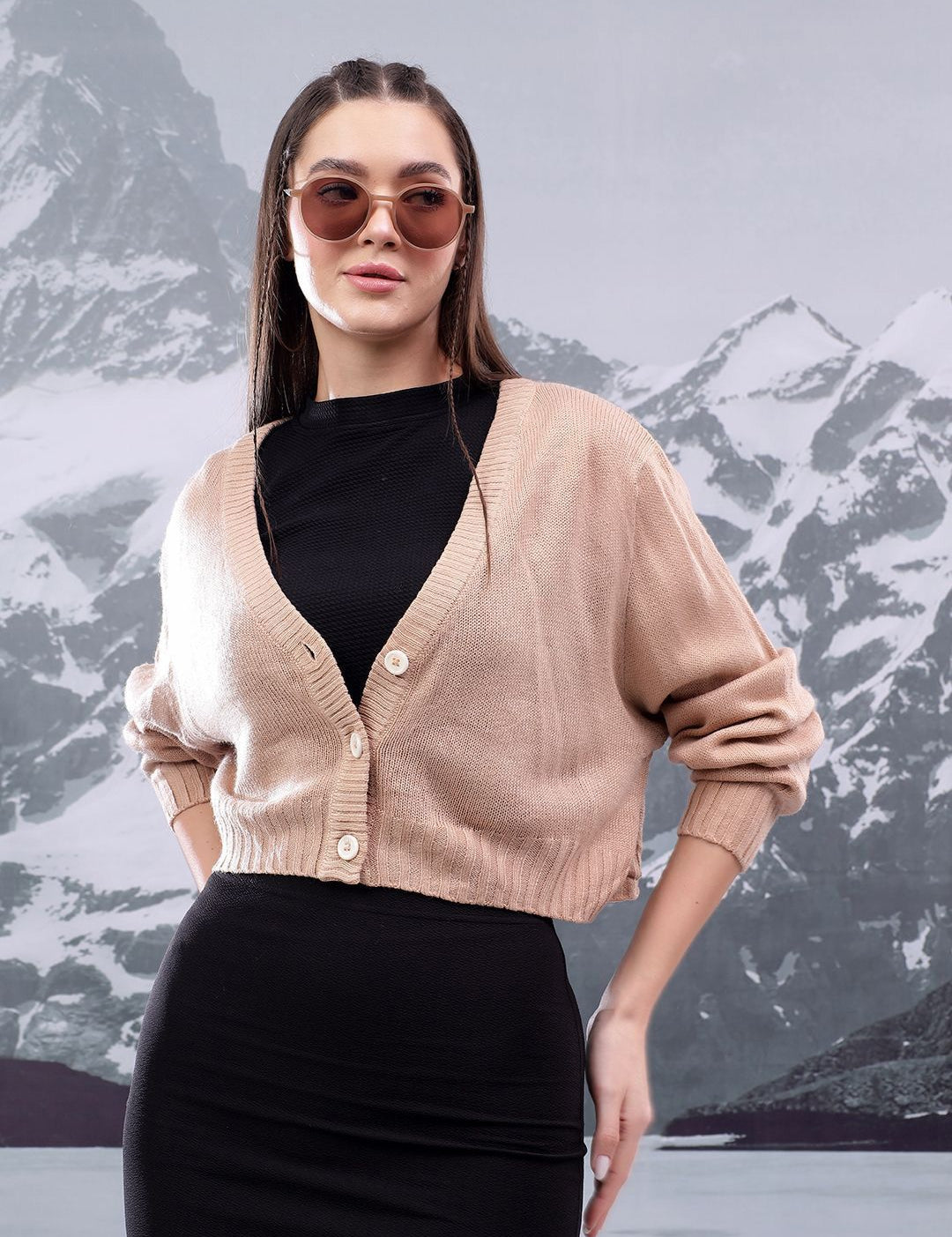 Kotty Women V-Neck Crop Cardigan