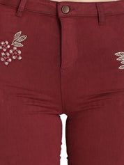 Kotty Women Maroon High-Rise Clean Look Stretchable Skinny Fit Jeans