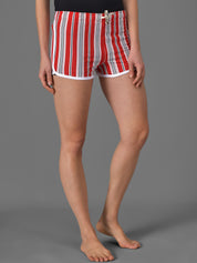 Kotty Women Striped Slim Fit Low-Rise Running Hot Pants with Technology Shorts
