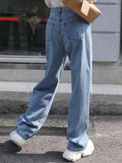 Kotty Women Jean Wide Leg High-Rise Light Fade Stretchable Jeans