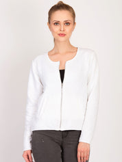 Kotty Women White Self Design Open Front Jacket