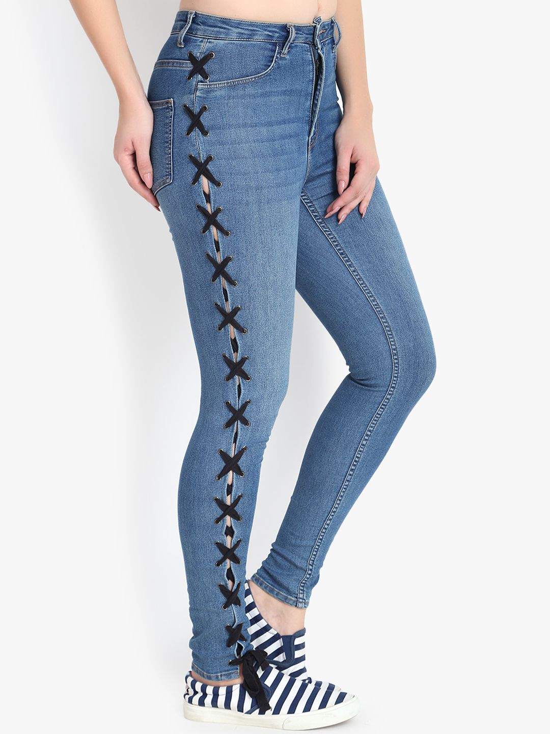 Kotty Women Blue Skinny Fit High-Rise Clean Look Stretchable Jeans