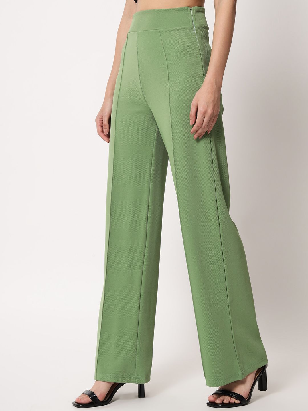 Kotty Women Pack Of 2 Relaxed Straight Fit High-Rise Easy Wash Trousers