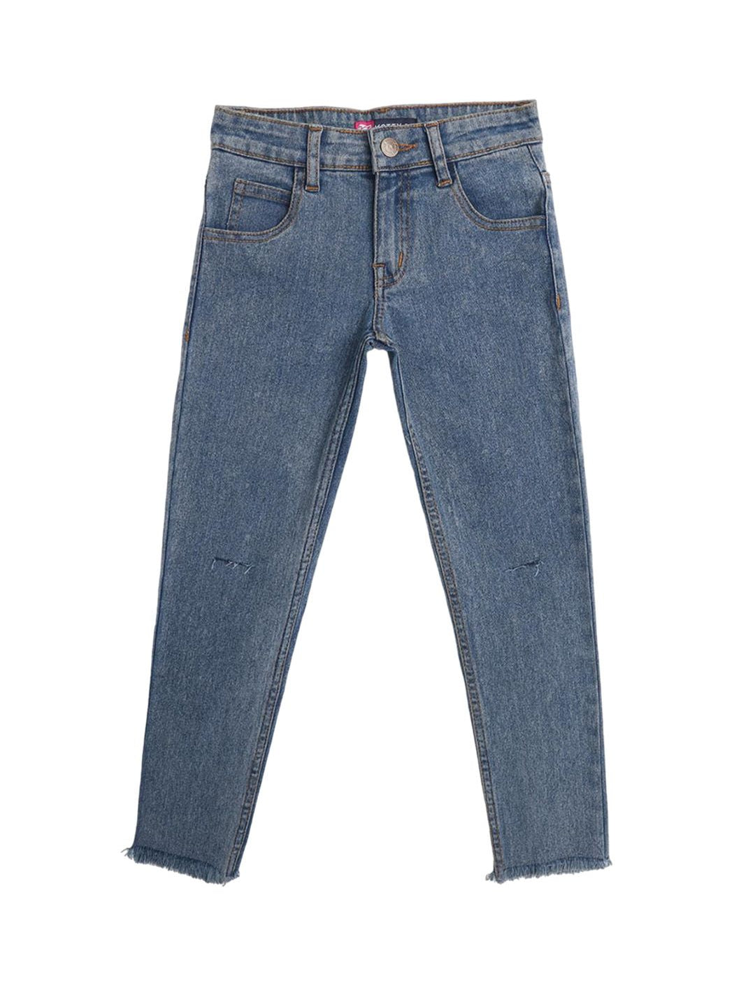 Kotty Girls Black Mid-Rise Clean Look Cotton Stretchable Jeans