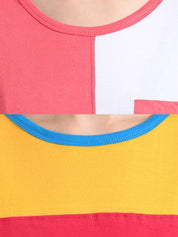 Kotty Women Multicoloured Colourblocked Round Neck T-shirt