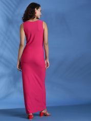Stylecast X KOTTY Basics Pink Boat Neck Maxi Dress