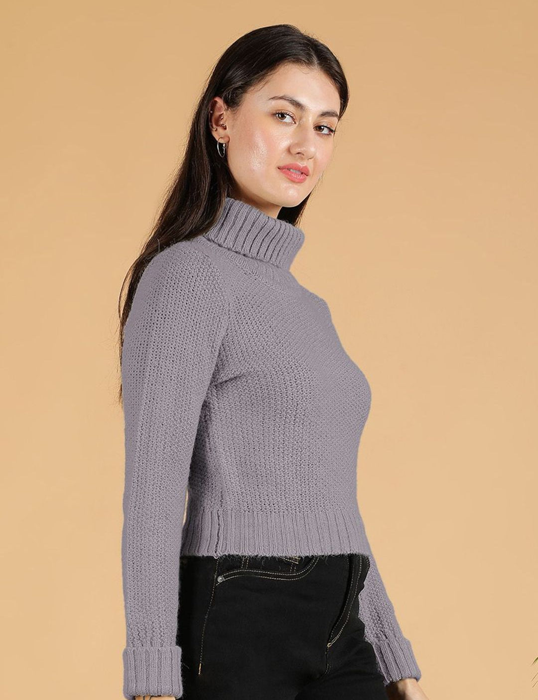 Kotty Women Turtle Neck Crop Pullover