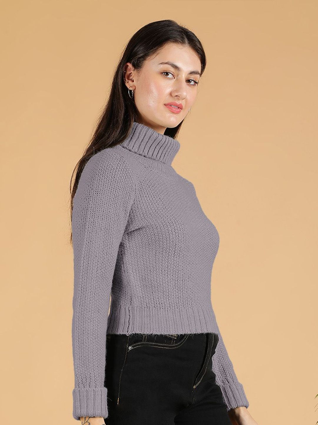 Kotty Women Turtle Neck Crop Pullover