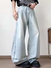 Kotty Men Wide Leg High Rise Light Fade Stretchable Jeans