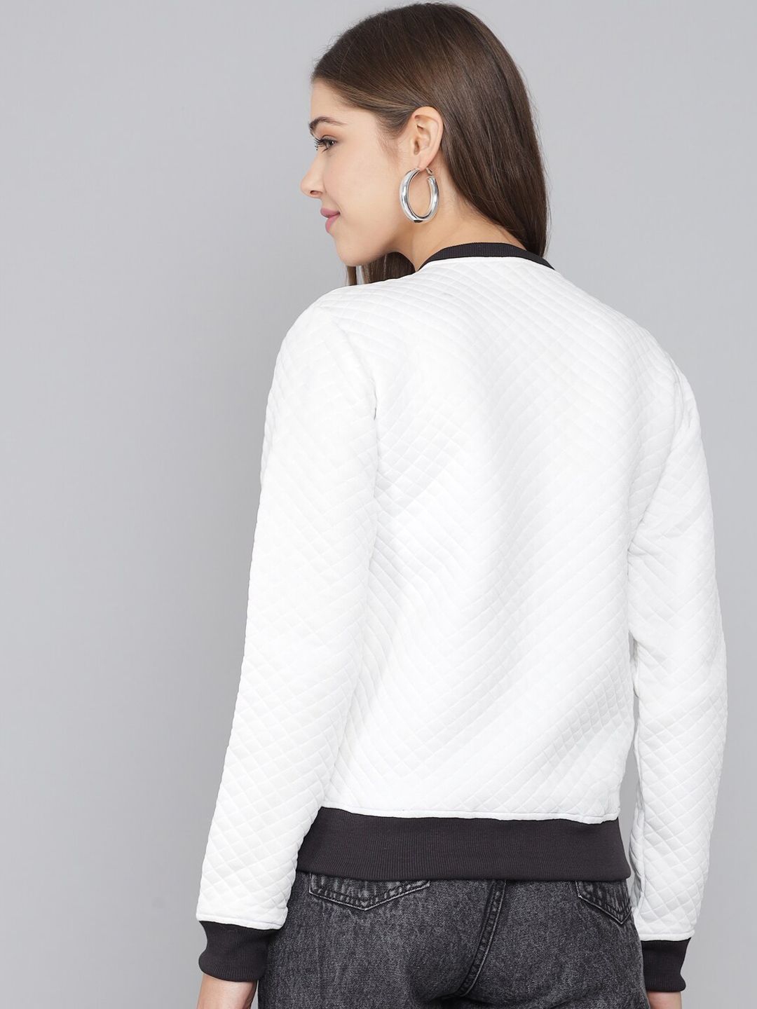 Kotty Women White Lightweight Bomber Jacket