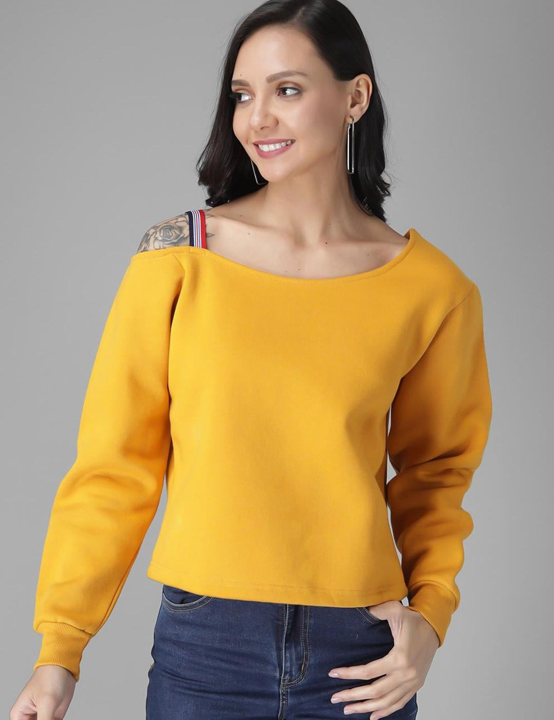Kotty Women Yellow Solid Sweatshirt