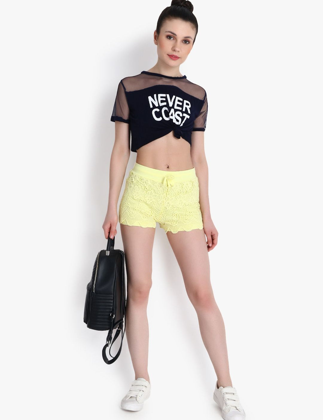 Kotty Women Yellow Self Design Regular Fit Regular Shorts