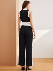 Kotty Black High Neck Top With Trousers