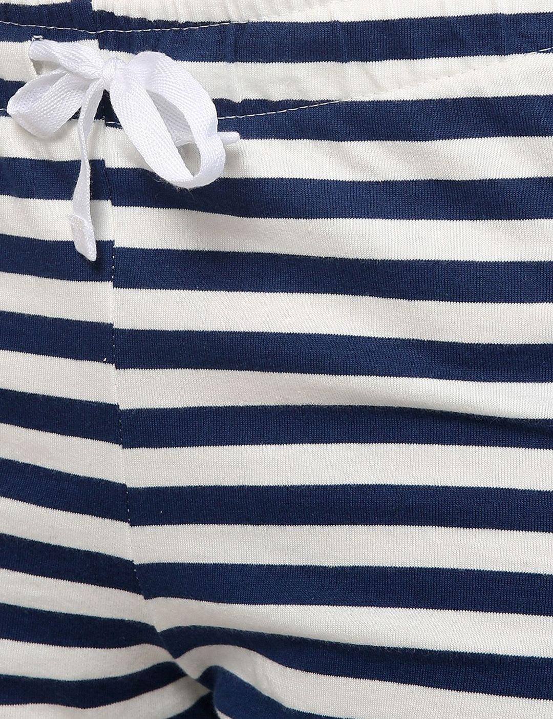 Kotty Women White & Navy Blue Striped Lounge Shorts KTTSLEEPSHORTS158