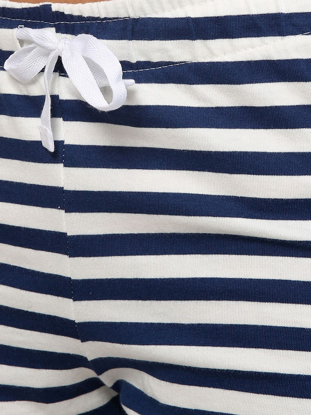 Kotty Women White & Navy Blue Striped Lounge Shorts KTTSLEEPSHORTS158