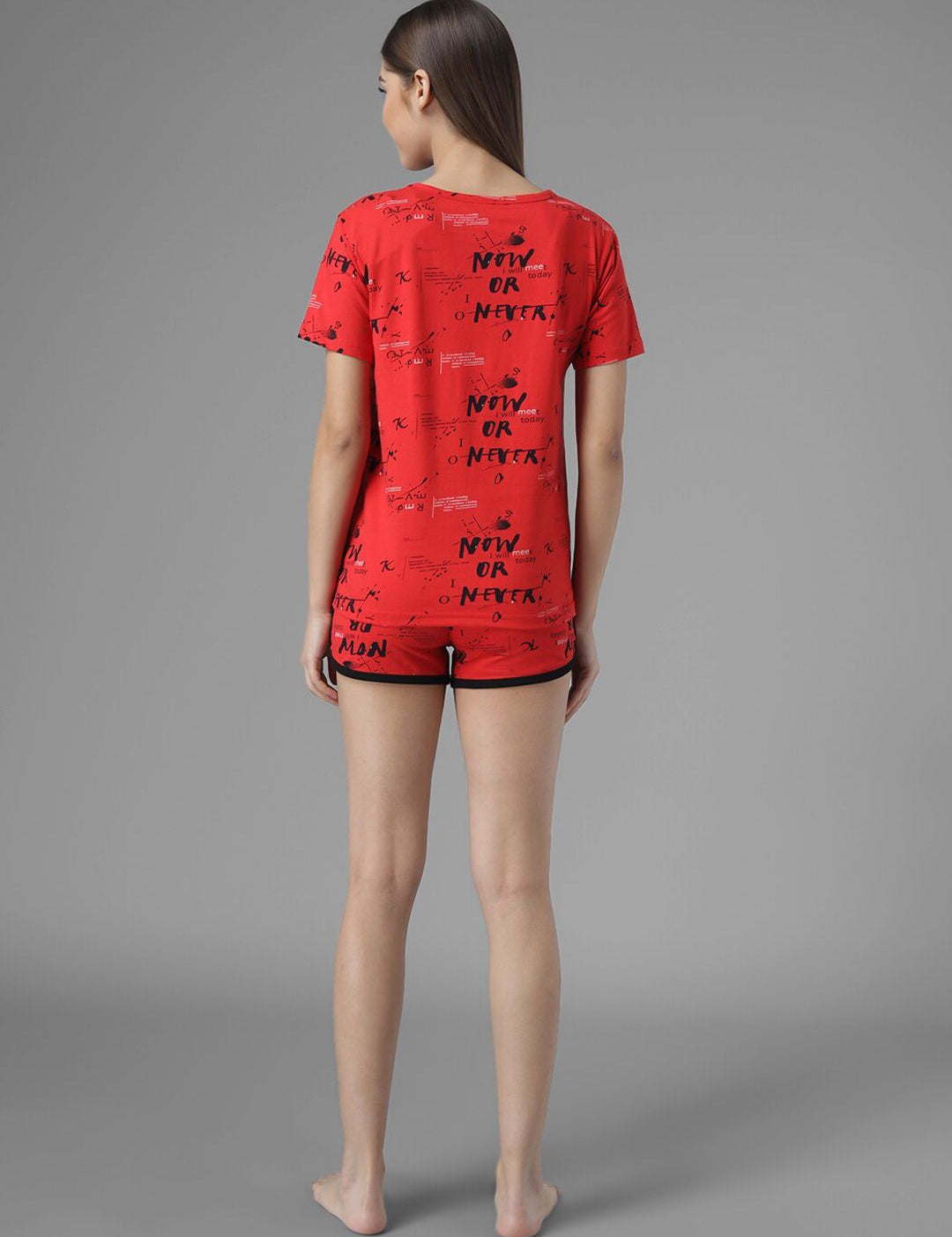 Kotty Women Red Printed Night suit