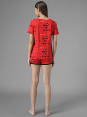 Kotty Women Red Printed Night suit