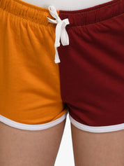 Kotty Women Pack Of 2 Colourblocked Regular Fit Hot Pants