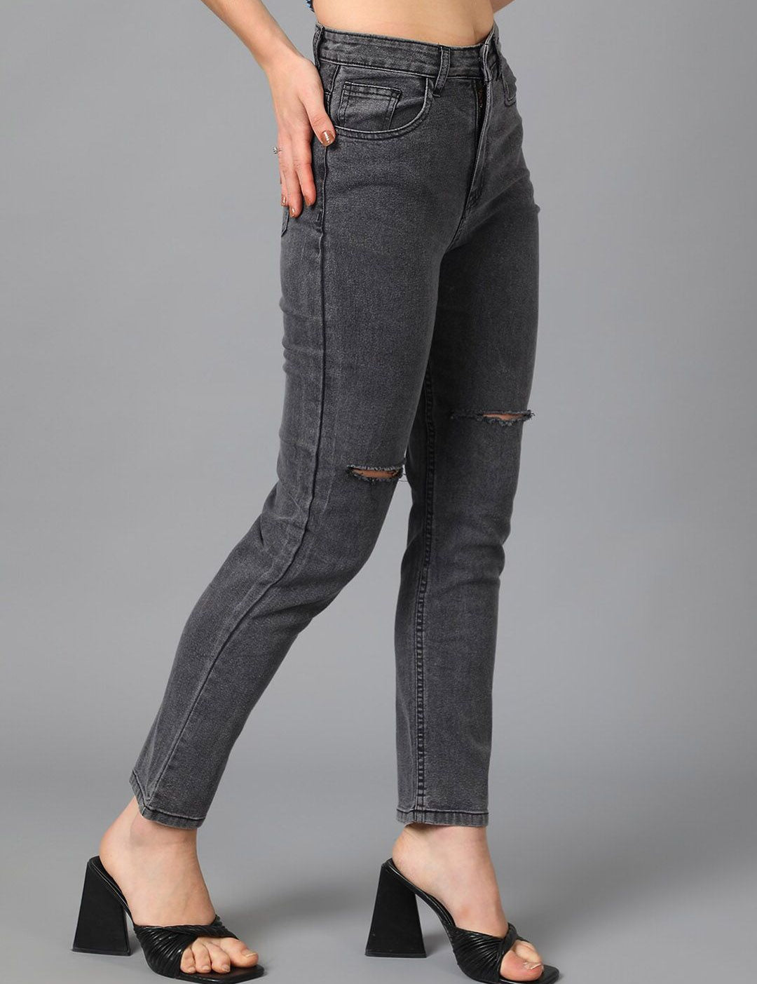 Kotty Women Jean Slim Fit Slash Knee Cotton Stretchable Jeans