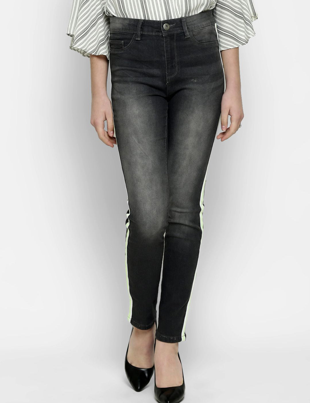 Kotty Women Grey Skinny Fit High-Rise Clean Look Jeans