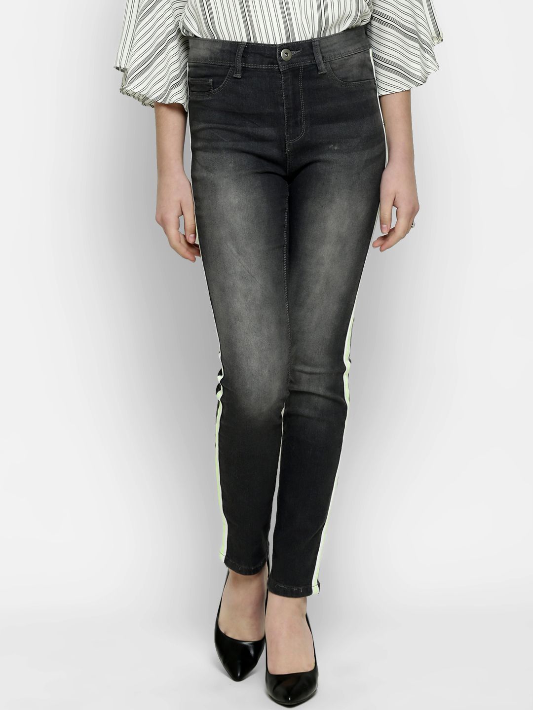 Kotty Women Grey Skinny Fit High-Rise Clean Look Jeans