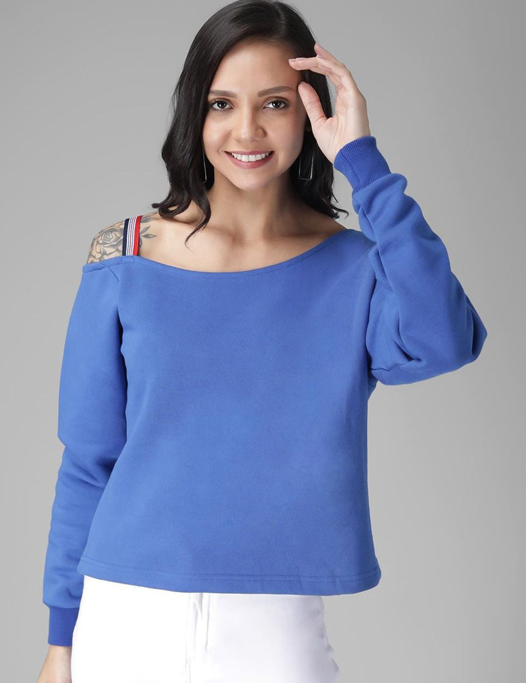 Kotty Women Blue Solid Sweatshirt
