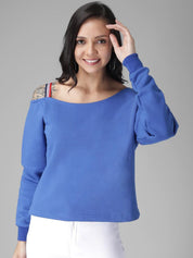 Kotty Women Blue Solid Sweatshirt
