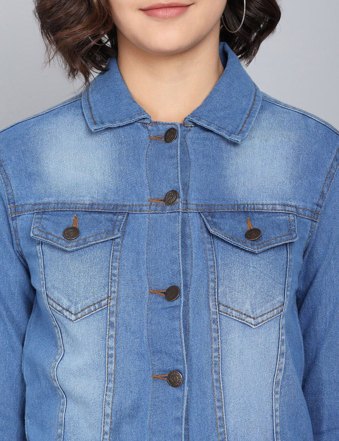 Kotty Women Blue Washed Denim Jacket
