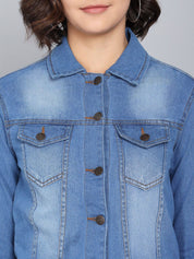 Kotty Women Blue Washed Denim Jacket