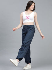 Kotty Women High-Rise Easy Wash Cotton Cargos Trousers