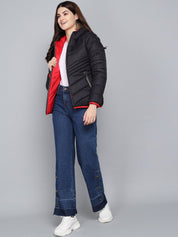 Kotty Women Black Solid Outdoor Puffer Jacket