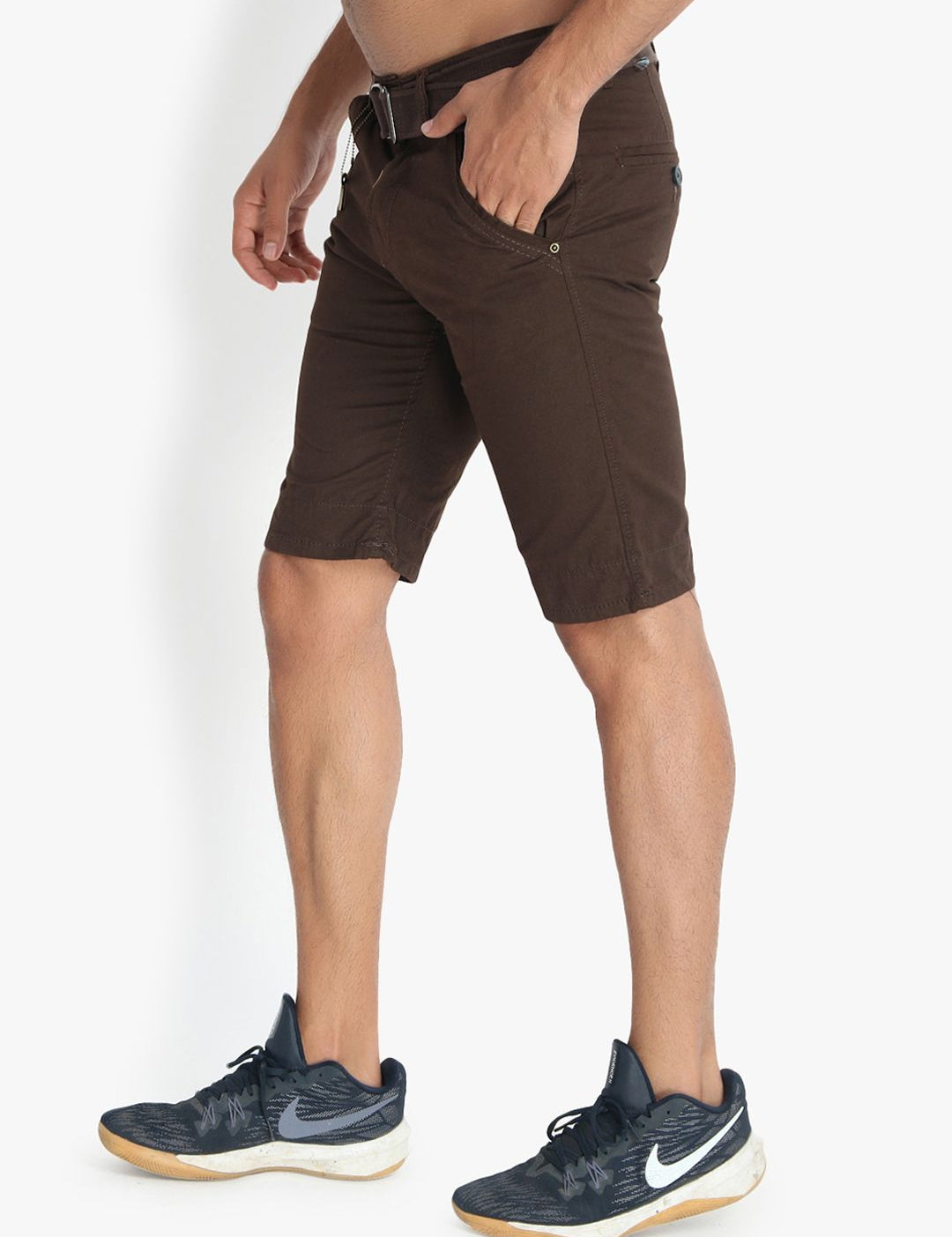 Kotty Men Coffee Brown Solid Regular Fit Regular Shorts