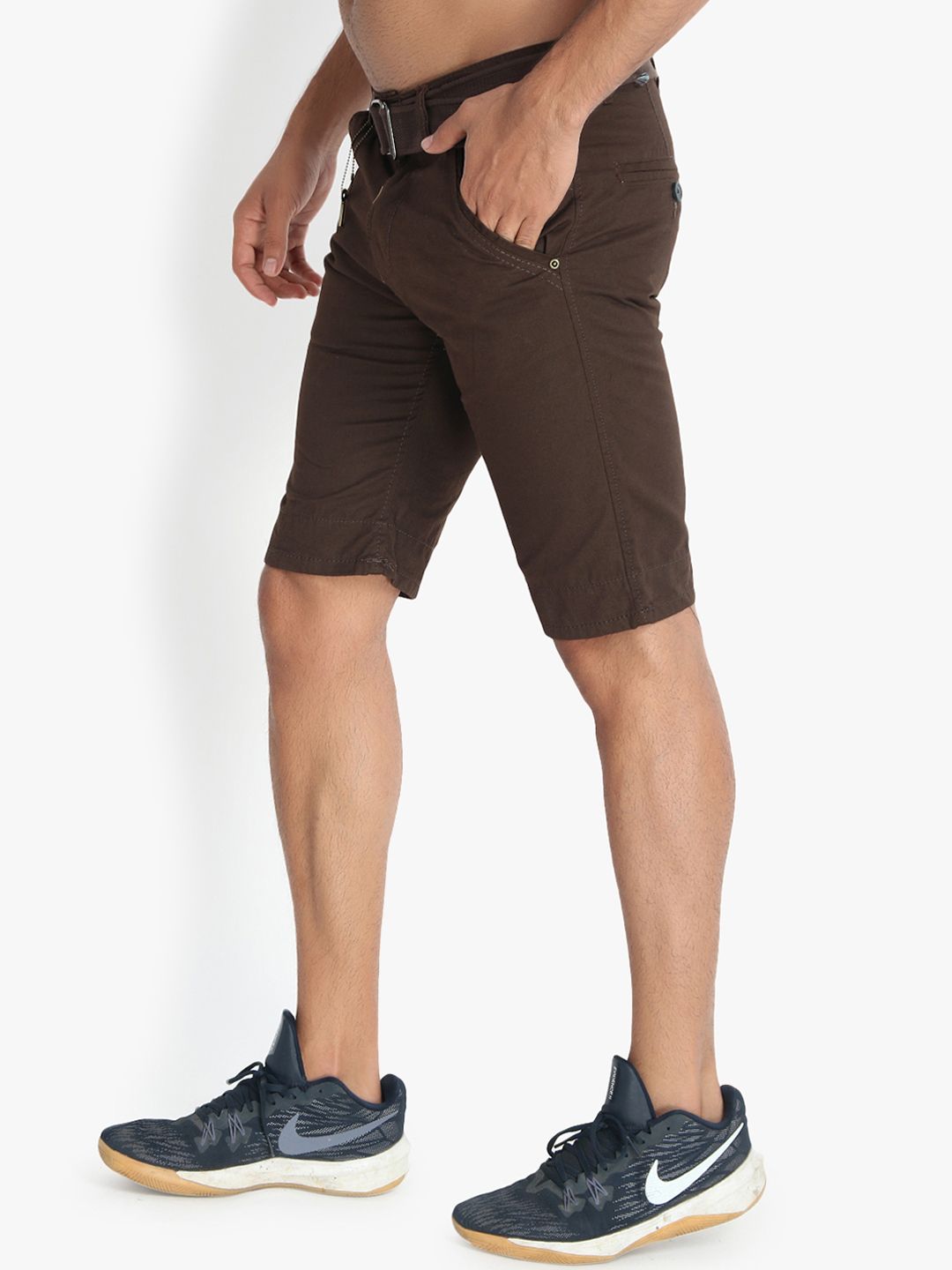Kotty Men Coffee Brown Solid Regular Fit Regular Shorts