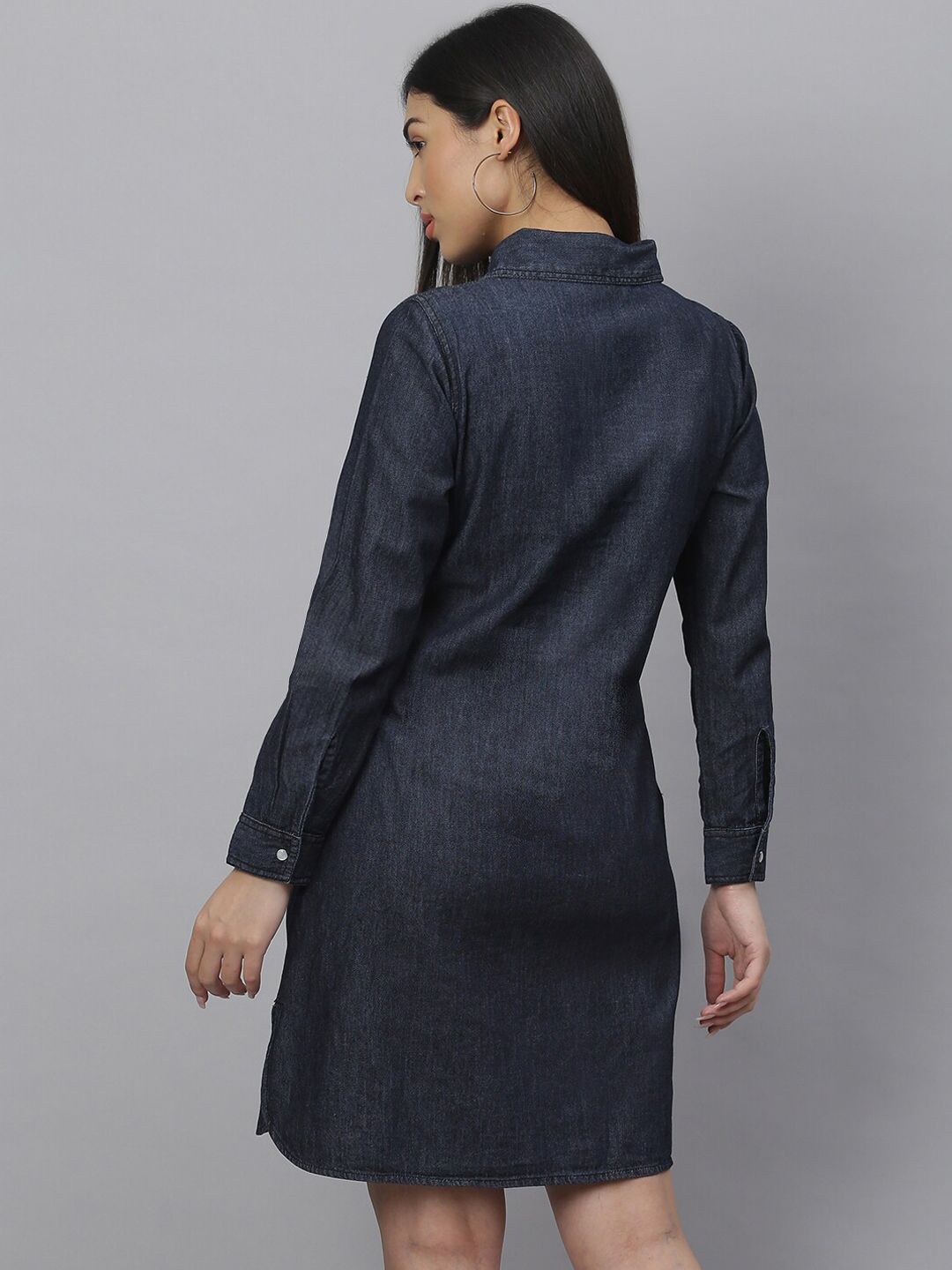 Kotty Women Navy Blue Solid Shirt Dress