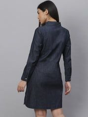 Kotty Women Navy Blue Solid Shirt Dress