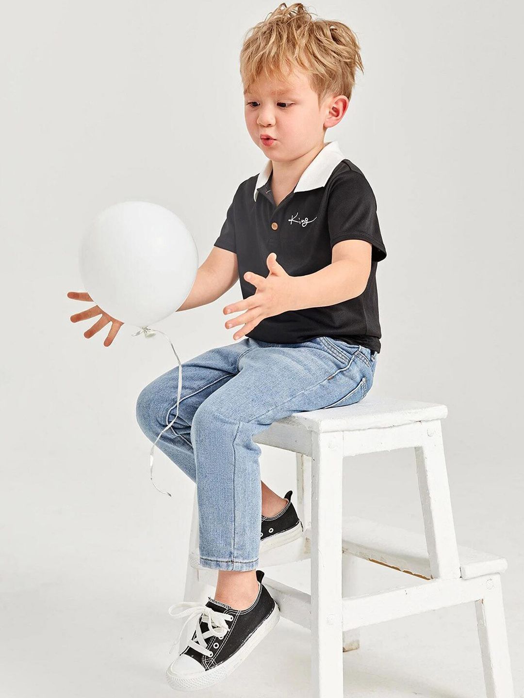 Kotty Boys Heavy Fade Clean Look Cropped Mid-Rise Cotton Stretchable Jeans