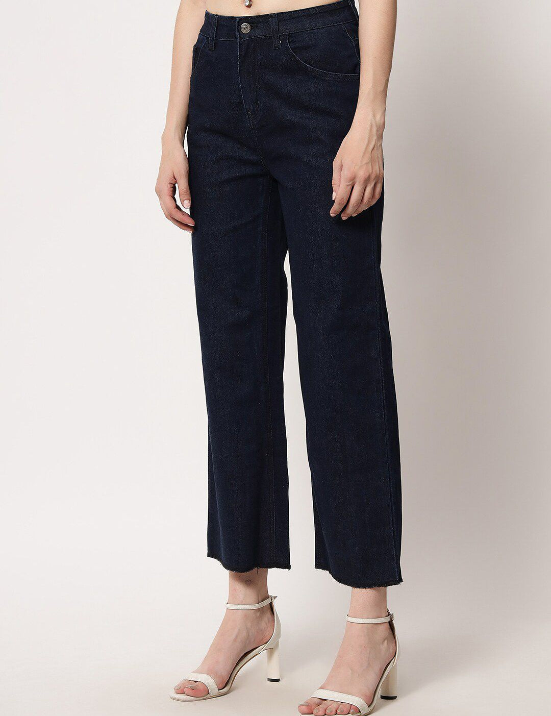 Kotty Women Navy Blue Jean Straight Fit Stretchable Jeans