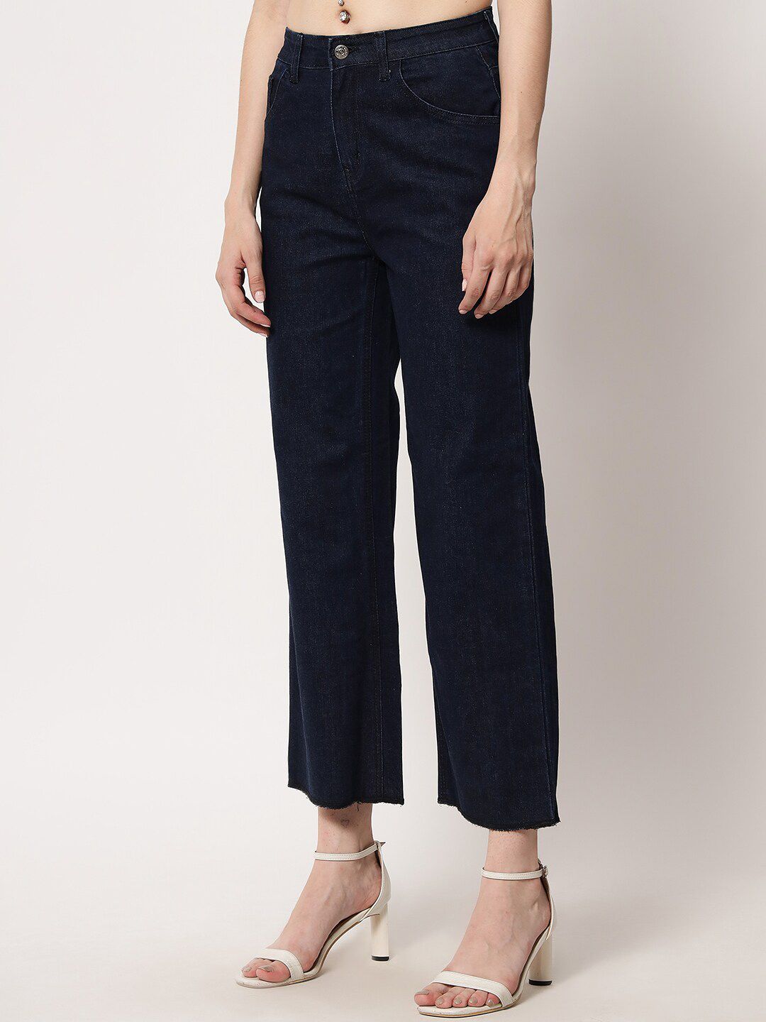 Kotty Women Navy Blue Jean Straight Fit Stretchable Jeans