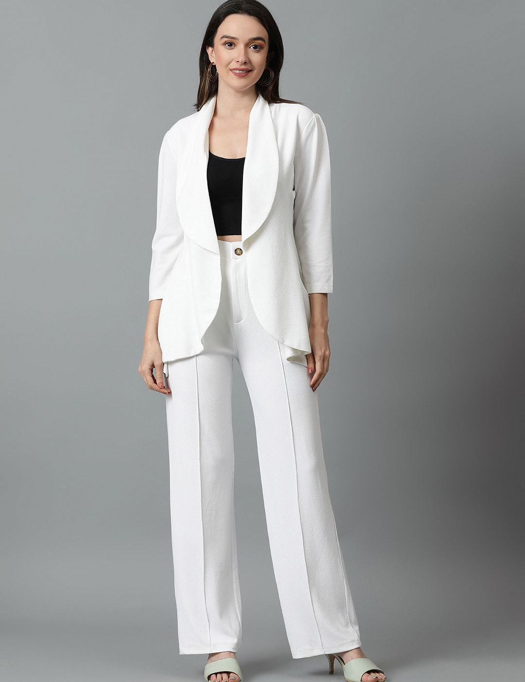 Kotty White Shawl Neck Blazer & Trousers