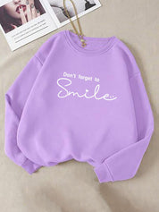 Kotty Typography Printed Round Neck Fleece Pullover
