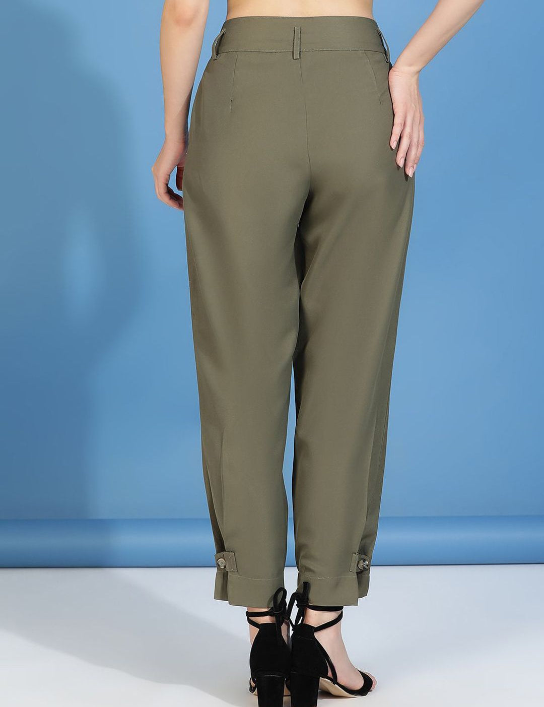 Kotty Women Relaxed High-Rise Easy Wash Pleated Peg Trousers