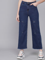 Kotty Women Blue Flared High-Rise Mildly Distressed Jeans