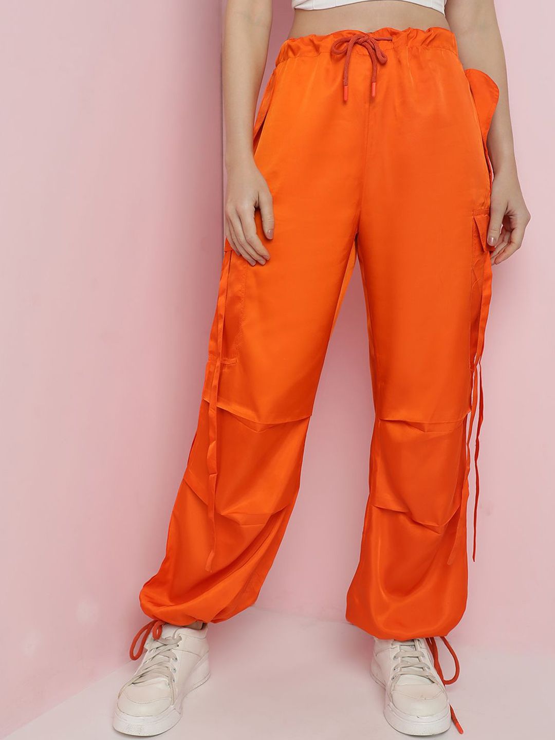 Kotty Women Relaxed Loose Fit High-Rise Easy Wash Parallel Trousers