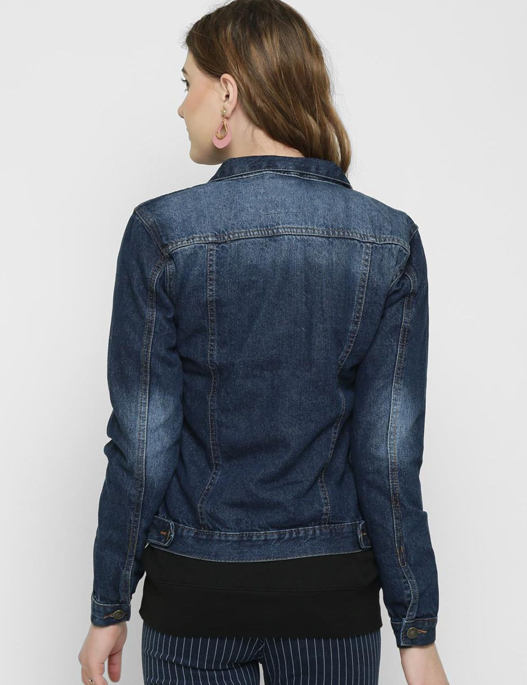 Kotty Women Blue Printed Denim Jacket