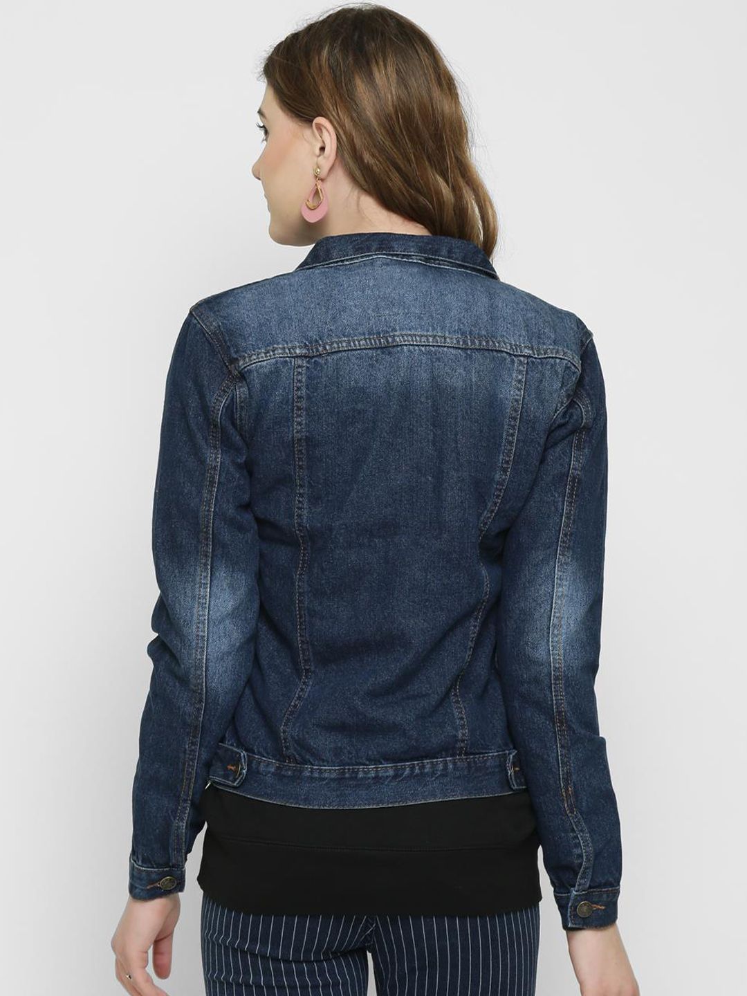 Kotty Women Blue Printed Denim Jacket