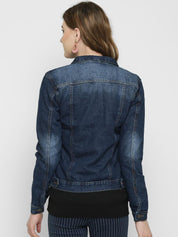 Kotty Women Blue Printed Denim Jacket