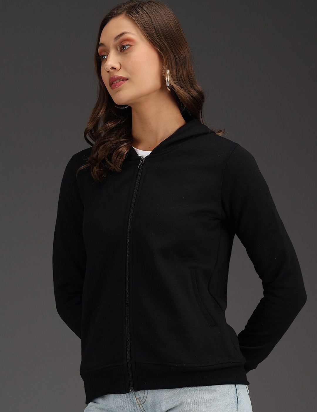 Kotty Women Black Hooded Sweatshirt