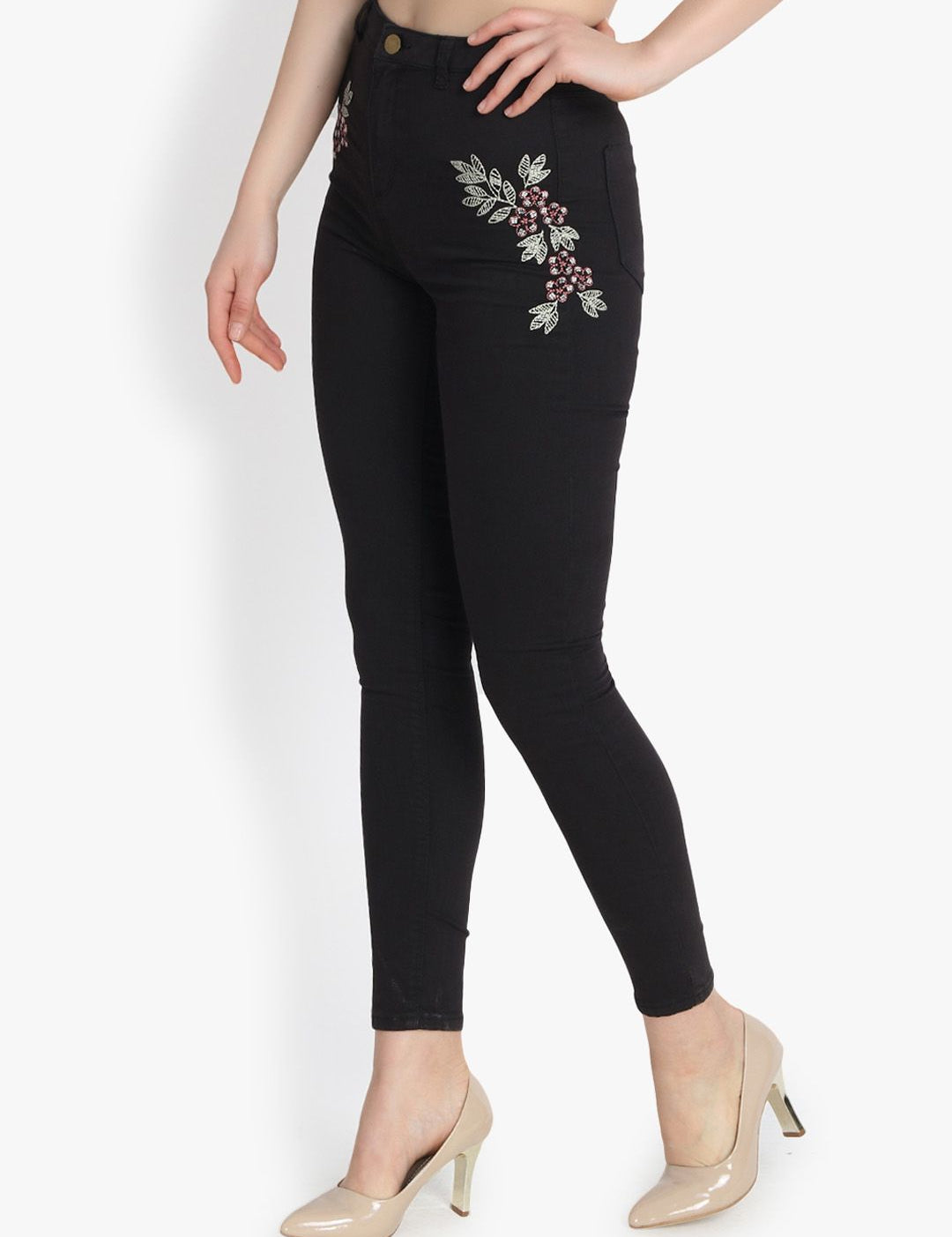 Kotty Women Black Skinny Fit High-Rise Clean Look Stretchable Jeans