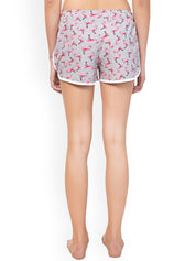 Kotty Women Grey & Pink Printed Lounge Shorts KTTSLEEPSHORTS184